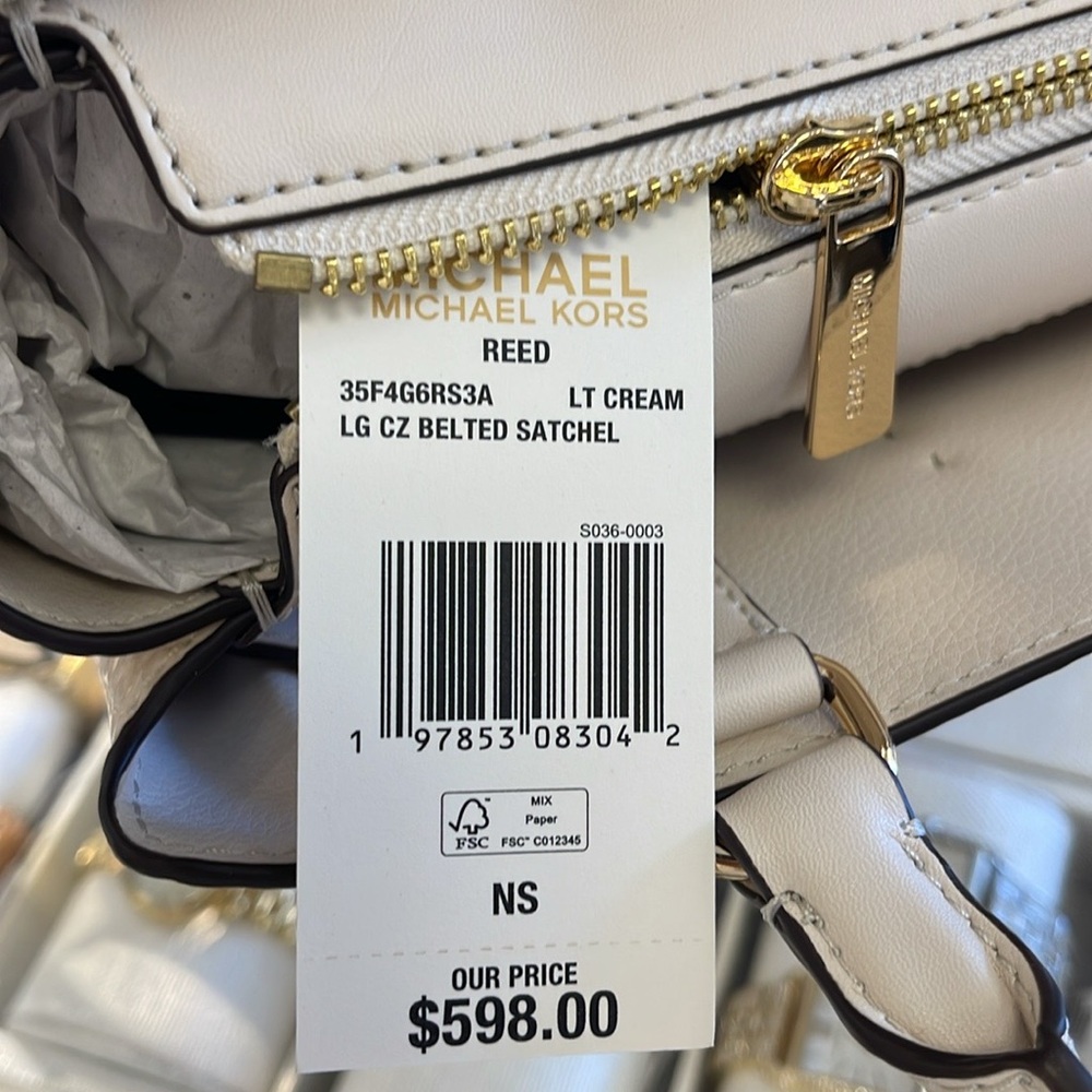 MICHAEL KORS
Reed Large Leather Belted Satchel Crossbody Handbag Center Zip NWT - Picture 9 of 16